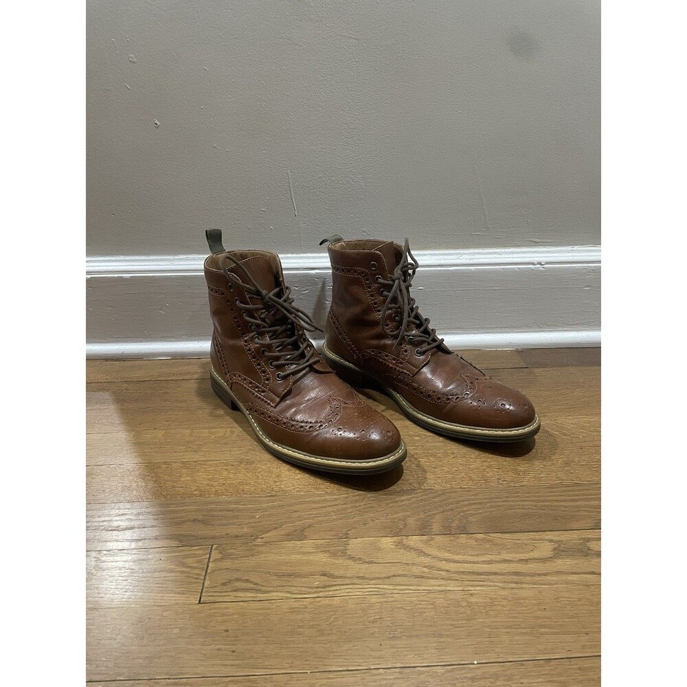 Madden Fence Brown Wingtip Lace Up Combat Boots Mens 10.5